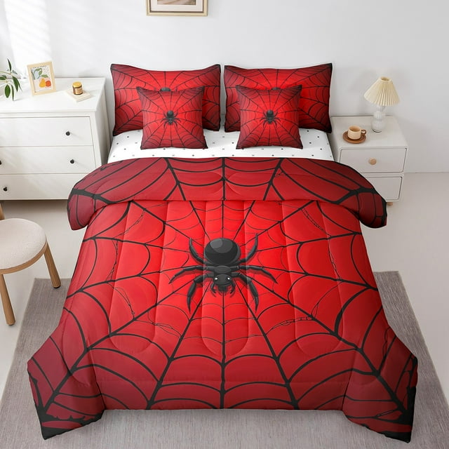 YST Halloween Spiders Comforter Set, 7-Piece, Spider Web Theme, Full