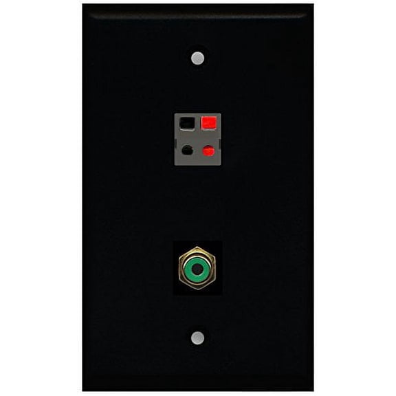 RiteAV - Black 1 Port RCA Green 1 Port Speaker Wall Plate