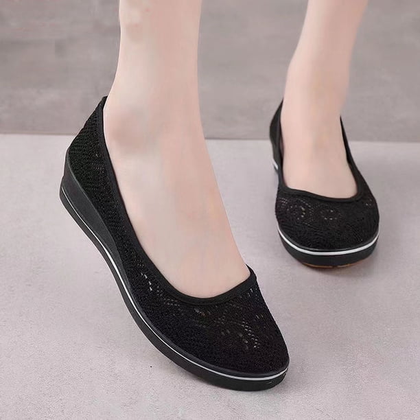 Zapatos deportivos para mujer, cuña inferior gruesa, malla transpirable, informales, sin cordones, para Fitness, correr, zapatillas vulcanizadas para mujer