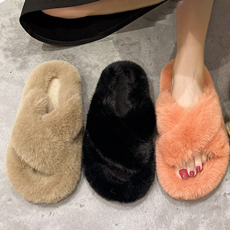 Soft fuzzy slippers hot sale