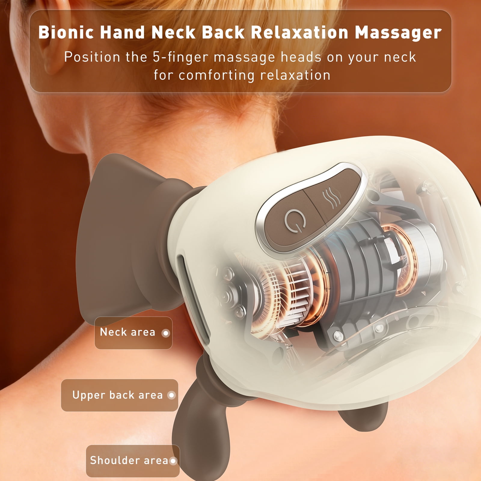 4D Wireless Neck Shoulder Massager, Bionic Hands Deep Tissue Massage, Portable Electric Kneading Shiatsu Back Massager, 3 Relax Massage Modes, for Body Relief, Gifts