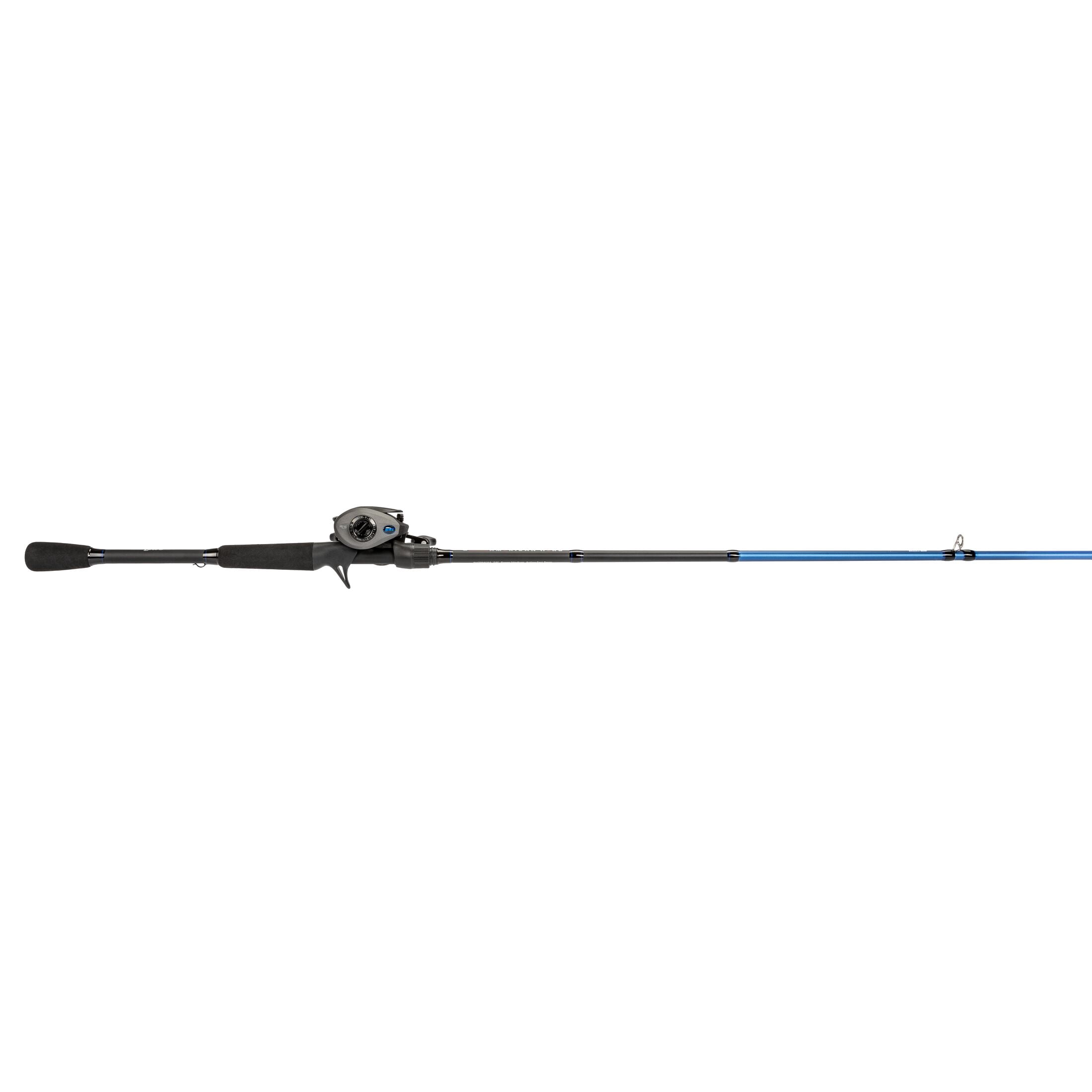 Lew’s American Hero Baitcast Reel and Fishing Rod Combo, 7-Foot 1-Piece Medium-Heavy Power Fast Action IM6 Graphite Rod, 4+1 Bearings, 7.5:1 Gear Ratio, Speed Gears, LH Retrieve, Gray/Black/Blue