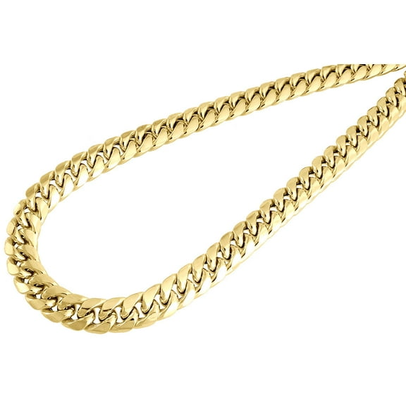 10K Yellow Gold Semi Hollow 9 MM Miami Cuban Link Necklace Chain 36 inch