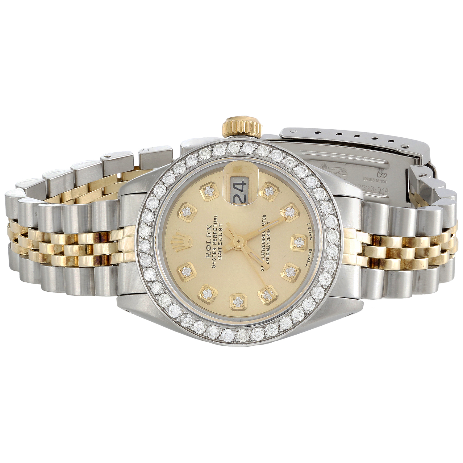 Ladies 18K / Steel Rolex DateJust Jubilee 6917 Diamond Watch Champagne Dial 1 CT. - image 2 of 10