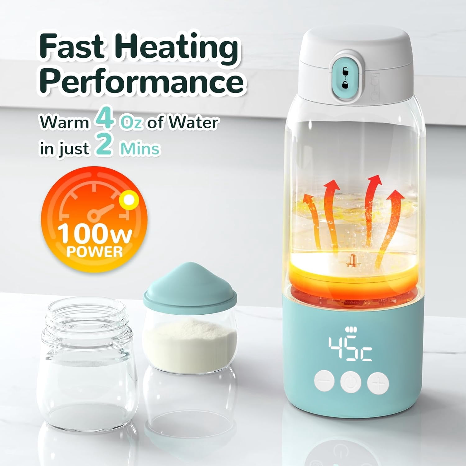 XEITIN Portable Milk Warmer for Travel – Dual Heating Modes for Breast Milk & Water, Portable Bottle Warmer, 17 Ounces