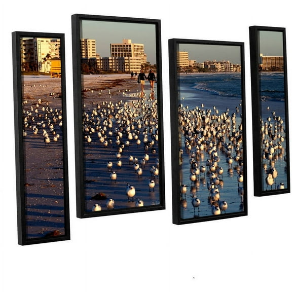 ArtWall Lindsey Janich "Seagulls" 4-Piece Floater Framed Canvas Staggered Set
