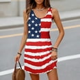 thumbnail image 2 of Chiffon Dresses For Women, American Flag Casual Tank Sundress With Pockets 4Th Of July Boho Beach T-Shirts Round Neck Dresses Sexy Winter Coquette Dress Women Dresses Cocktail (M, Red) ZMTing, 2 of 5