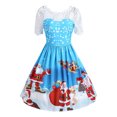 thumbnail image 1 of Moda mujer Feliz Navidad Vintage Santa Claus estampado encaje vestido de fiesta de noche Fridja  qw504, 1 of 5