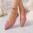 thumbnail image 5 of Purcolt Womens Stripes Canvas Slingback Flats Dressy Casual Pointed Toe Slip On Ballet Shoes Comfort Soft Sole Dress Shoes with Elastic Ankle Strap, 5 of 9
