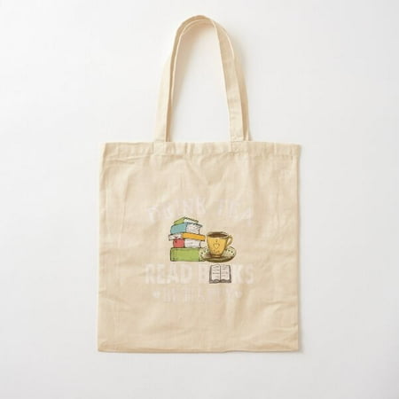 Drink Tea Read Books Be Happy T-Shirt Funny Reading Cotton Tote Bag Canvas Tote Bag  Family Gift For Mother  Her