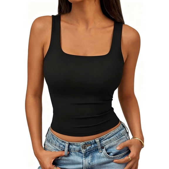 Wdddd Women's Built in Padded Top Racerback Vest Sports Bra Open Back Black XS