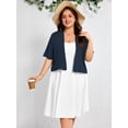 thumbnail image 2 of SHOWMALL Womens Plus Cropped Cardigan Open Front Shrug for Dresses Lightweight Bolero for Summer Navy Blue 2X, 2 of 8