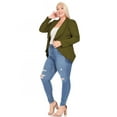 thumbnail image 5 of Women's Plus Size Solid Long Sleeve Waist Length Open Front Office Blazer Jacket, 5 of 7