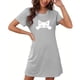 thumbnail image 5 of Camisón corto de talla grande para mujer, camisón de manga corta con estampado de pecho a la moda, camisón para mujer, 5 of 5
