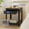thumbnail image 4 of Nightstand with Hidden Locking Compartment, Smart Fingerprint Gun End Table, Secure Storage Cabinet for Handguns and Valuables, Quick Access Small Storage Coffee Table for Bedroom or Office, 4 of 8