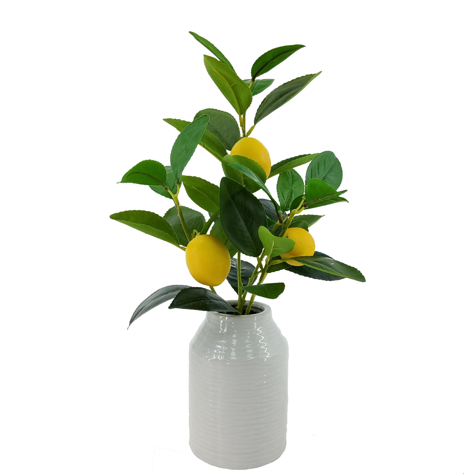 Mainstays 16 Indoor Artificial Lemon Plant in White Ceramic Pot