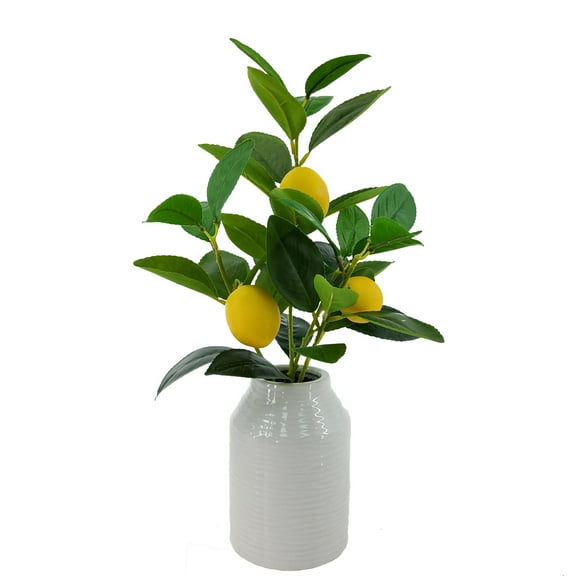 Mainstays 16” Indoor Artificial Lemon Plant in White Ceramic Pot
