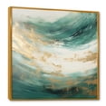 thumbnail image 2 of Designart "Fusion Of Gold And Green Tranquil Waves" Abstract Shapes Floater Framed Canvas Wall Art, 2 of 5