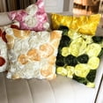 thumbnail image 4 of The HomeCentric Pillow Case Zipper, Ivory Shams, Ribbon Gold Rose Flower Floral Theme Pillow Shams, Pack of 2, 24x24 inch (60x60 cm) Square Silk Pillow Sham, Pillow - Gold N Ivory Blooms, 4 of 10