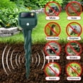 thumbnail image 2 of Mole Repellent Solar Powered, 4 Pack Snake & Skunk Repellent for Yard, IP 65 Waterproof Ultrasonic Deterrent Stakes, Get Rid of Rabbit, Gopher, Vole, Chipmunk, Deer, Groundhog for Lawns Garden, 2 of 8
