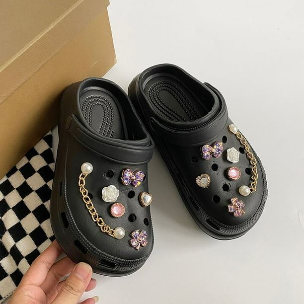 Zapatillas de plataforma con agujeros para mujer, zuecos de 7cm de grosor, sandalias antideslizantes de EVA, chanclas para el hogar, jardín, Playa Qiuyongming unisex