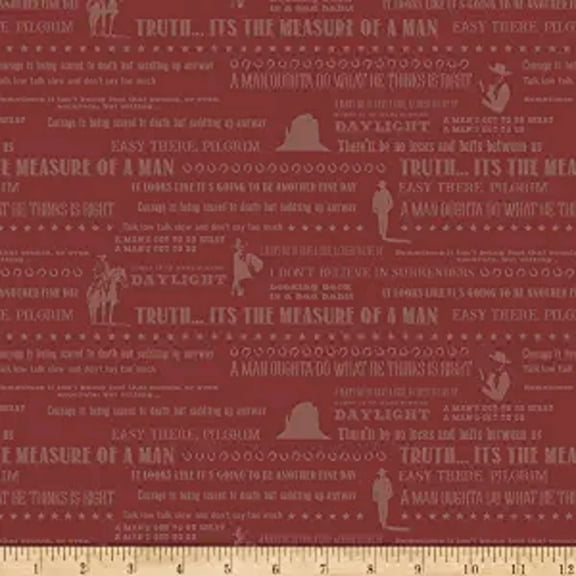 John Wayne Quotes Red Cotton Fabric