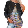 thumbnail image 5 of Womens Christmas Sweatshirt Fashion Xmas Drop Shoulder Long Sleeve Loose Pullover Tops Round Neck Loose Sweat, 5 of 5