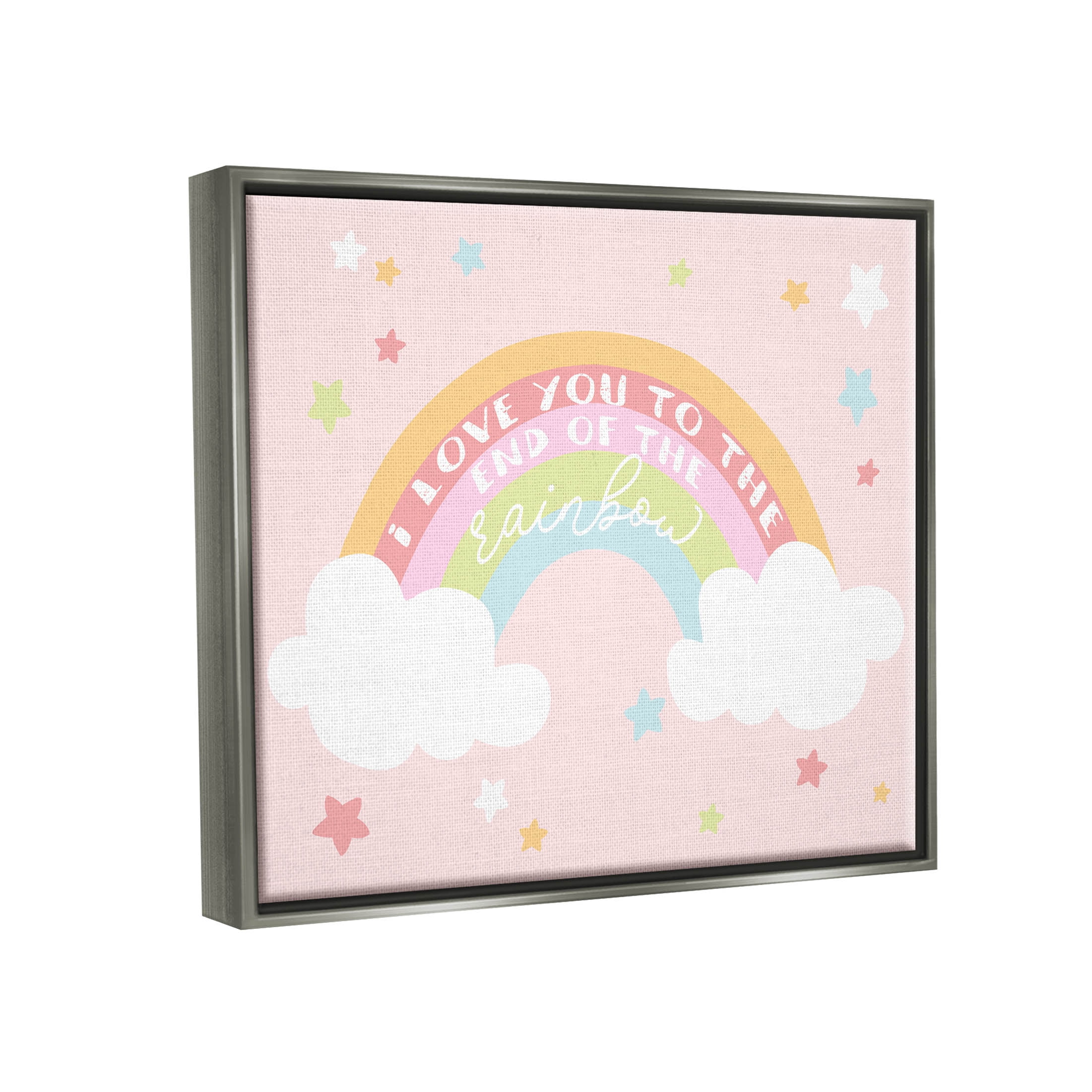 Stupell Industries Love You End Of Rainbow Phrase Graphic Art Luster Gray Floating Framed Canvas Print Wall Art, Design by Lil' Rue