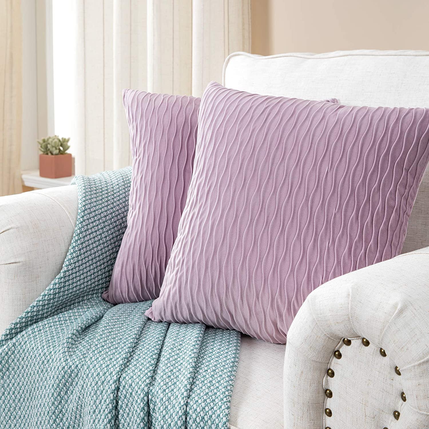 ZECATL Pink Pillow Covers for Throw Pillows 18×18 Inch