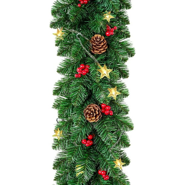 9FT Pre-Lit Christmas Garland with Lights Battery Operated