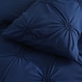 thumbnail image 4 of SLEEPBELLA 3pcs Luxury Ruched Floral Pintuck Comforter Sets, Soft Microfiber Inner Fill Down Alternative Shabby Chic Bedding Set, (Navy) King, 4 of 5