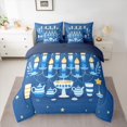 thumbnail image 3 of Manfei Western Holiday Teens Twin Bedding Sets 7-Piece, Tribal Menorah Dreidel Bedding Comforter Set, Hanukkah Theme Reversible Sheet Sets, Breathable Home Decor, 3 of 8