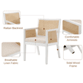thumbnail image 6 of Guyou Rattan Dining Chairs Set of 6, Mid Century Modern Linen Upholstered Dining Room Armchairs, Farmhouse Wooden Kitchen Chairs with Cane Back and White Hardwood Frame for Living Room, Beige, 6 of 11