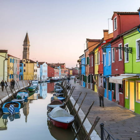 Italy, Veneto, Venice, Burano. Sunset in the Town Print Wall Art By Matteo (Best Towns In Italy)