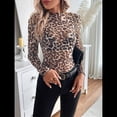thumbnail image 4 of Blusas de de Larga para Mujer, Cuello Alto, Transparentes, para Salir, Ropa de Club. Caqui M, 4 of 10