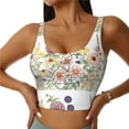 thumbnail image 2 of Haiem Autumn Garden Pattern Womens Sports Bra - U Neck Padded Low Impact Yoga Bra Workout Crop Top Gym Moisture-Wicking Workout Vest -Small, 2 of 9