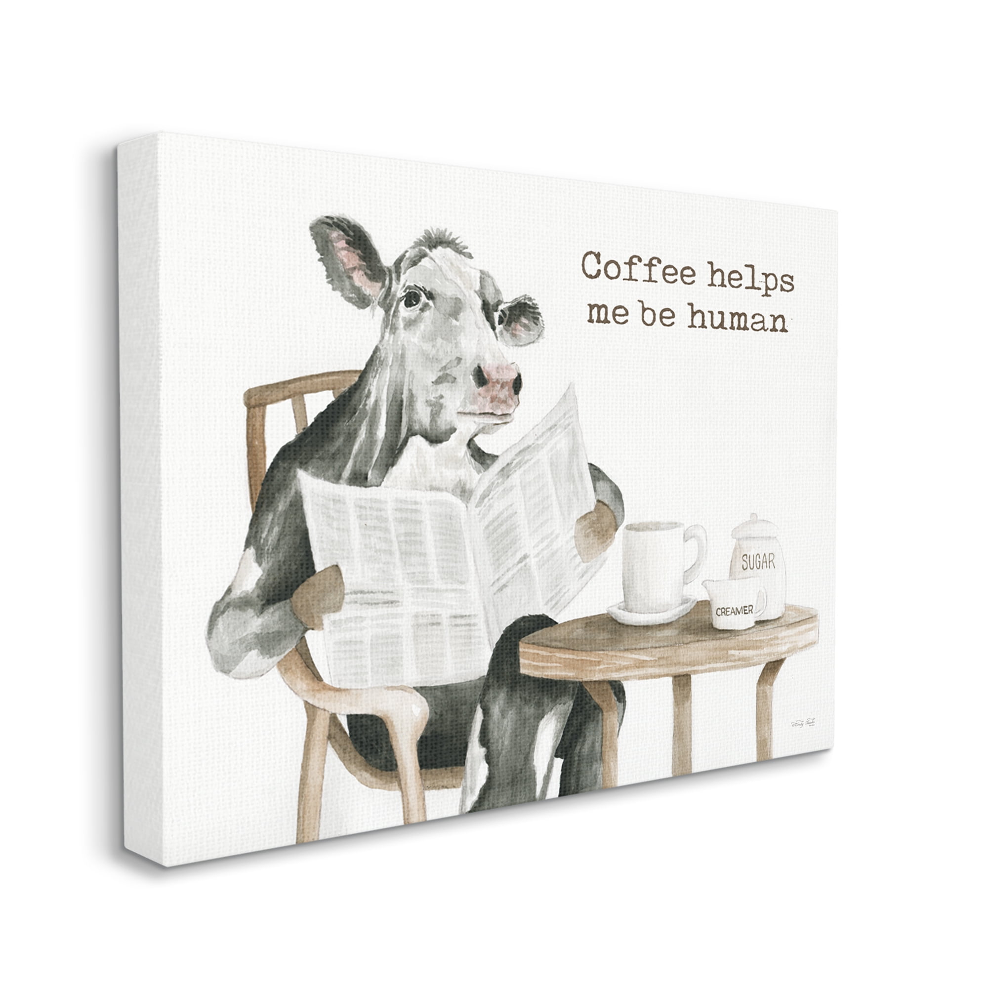 Stupell Industries Funny Morning Coffee Phrase Animals & Insects Painting Gallery Wrapped Canvas Print Wall Art, 20 x 16
