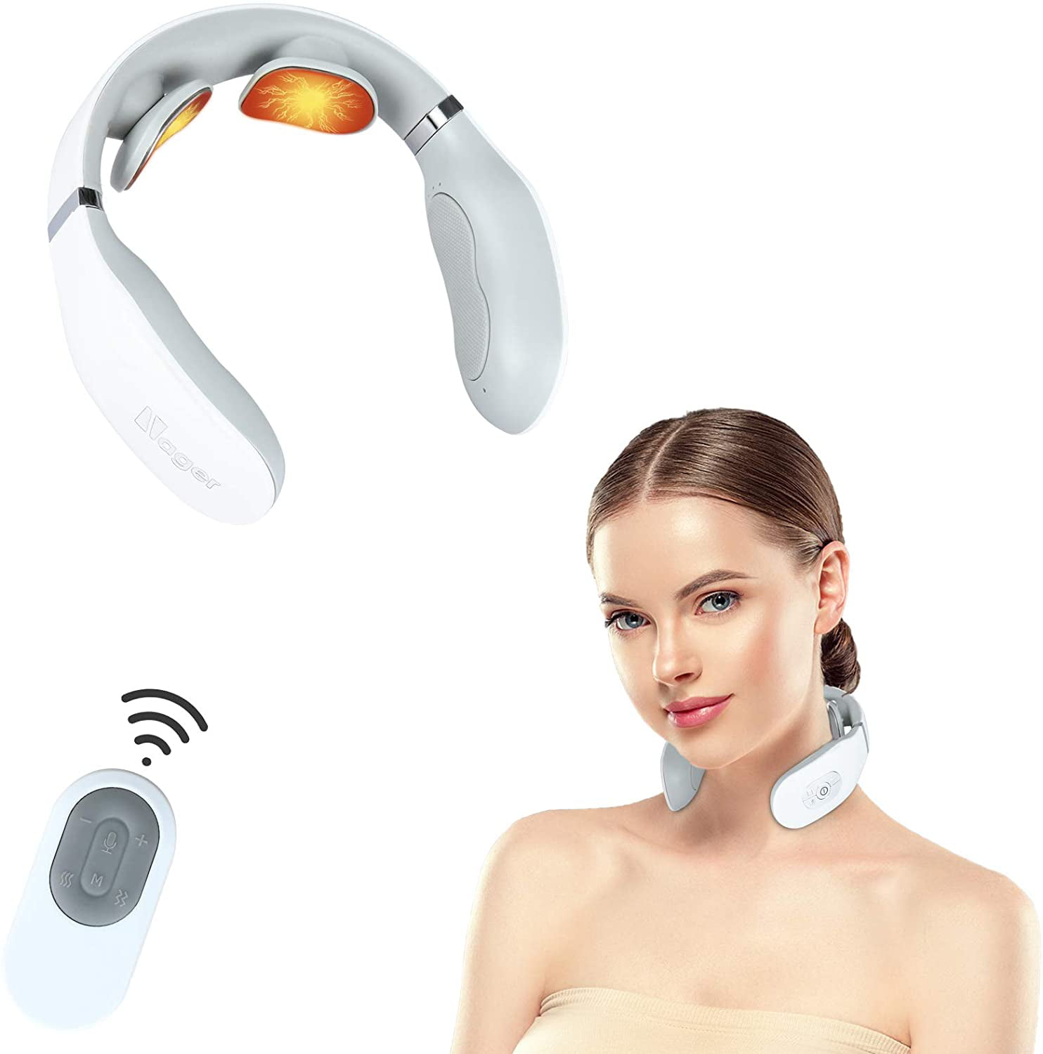 Neck Massager, HUNNAY Neck Relax Massagers with Cordless Heat, 3 Modes 15  Levels