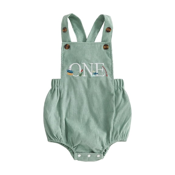 RUINIXCW Toddler Boys Birthday Romper Cute Letter Embroidery Sleeveless Overalls