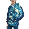 thumbnail image 2 of Lsque Abstract Blue Skull Patten Youth Hoodie Sweatshirt Pullover with Kangaroo Pocket Boys and Girls Hoodie Warm Hoodie for Kids-Small, 2 of 6