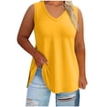 thumbnail image 4 of Womens Tank Tops Workout Tees Spring Summer Clothes V-neck Plus Size Fashionable Loose And Comfortable Casual Top T-shirt (Size:XL-5XL), 4 of 7