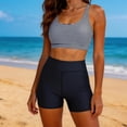 thumbnail image 5 of Purcolt Tankini Swimsuits for Women Stripes 3 Piece Swim Sets Tank Tops with Bra and Boyshorts Tummy Control Modest Bathing Suits Athletic Swimwear, 5 of 9