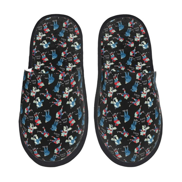 Balery Play Hockey Pantuflas de Casa de Felpa Silenciosas con Diseño Estampado, Zapatillas Cómodas Antideslizantes de Algodón para Interior-Medium