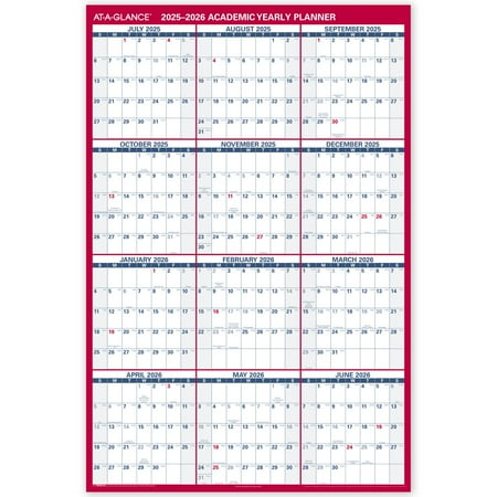 AT-A-GLANCE Vertical Horizontal Reversible Erasable Academic 2025-2026 Wall