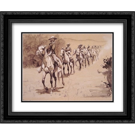 Frederic Remington 2x Matted 24x20 Black Ornate Framed Art Print 'In the Desert'