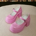 thumbnail image 5 of SCHUHLAND Hot Pink Mary Jane Pumps for Women | Chunky Platform, 10cm Super High Square Heel | Y2K Lolita Shoes, 5 of 10