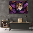 thumbnail image 6 of Mudket Framed Leopard in Purple Jungle Leaves Canvas Wall Art, Moody Leopard Print Wall Decor for Living Room, Jungle Animal Wall Art, Ready to Hang - 12"L x 8"W, 6 of 10