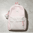 thumbnail image 5 of Women Cute Plaid Lace Trim Backpack, Plaid Fabric Bookbag, 16.53In X 12.20In X 4.72In With Puppy Motif For Work & Weekend Outings (Pink), 5 of 5
