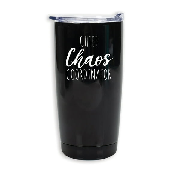 Chief Chaos Coordinator Glossy Black 20 Ounce Stainless Steel Travel Tumbler Mug with Lid