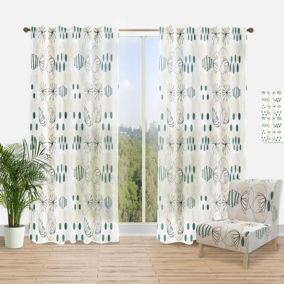 Designart 'Abstract Modern Geometric Pattern' Mid-Century Modern Curtain Panel